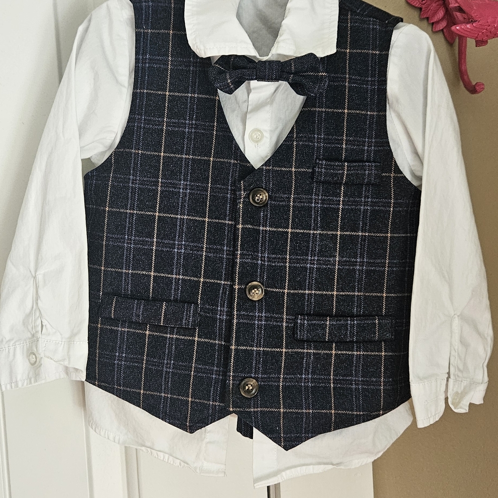 Kids Plaid Vest and Bow Tie Set